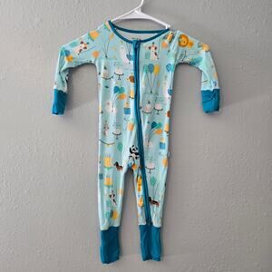Little Sleepies Pajamas 6-12 Month Birthday Animal Zip Up Baby Sleeper Footless